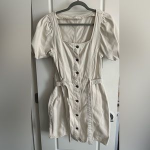 Topshop puff sleeve denim dress